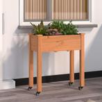 vidaXL Plantenbak op wieltjes 71x37x80 cm massief vurenhout, Verzenden, Nieuw, 60 tot 100 cm, 60 cm of meer