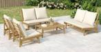 Bamboe Tuinloungeset 3-delig – Met Crèmekleurige Kussens, Verzenden, Nieuw