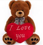 Knuffelbeer Bruin 50cm met HartKussen 32cm (Knuffels), Verzenden, Nieuw