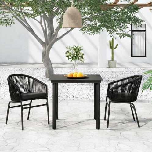 vidaXL 3-delige Tuinset zwart, Tuin en Terras, Tuinsets en Loungesets, Tuinset, Nieuw, 2 zitplaatsen, Kunststof, Verzenden