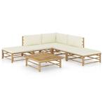 vidaXL 6-delige Loungeset met crèmewitte kussens bamboe, Verzenden, Nieuw, Hout, Loungeset