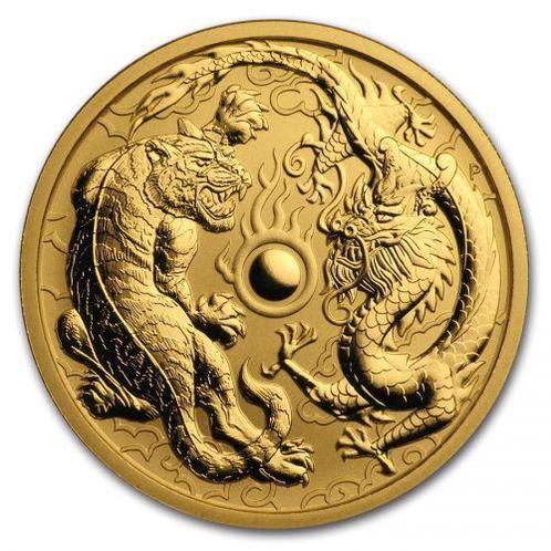 Gouden Dragon and Tiger 1 oz 2019 (5.000 oplage), Postzegels en Munten, Munten | Oceanië, Losse munt, Goud, Verzenden
