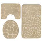 Antislip Badkamermatten Set 3-Delig – Crème 3D Stone Look, Ophalen of Verzenden, Nieuw