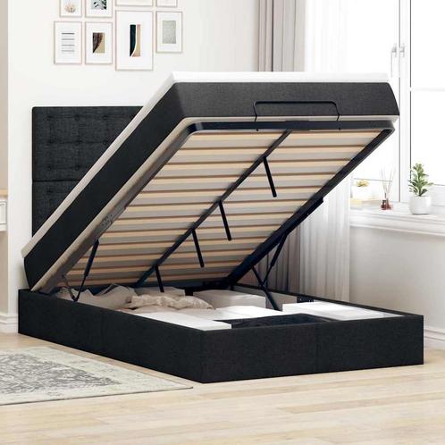 vidaXL Ottoman bed met matras 120x200cm stof zwart, Huis en Inrichting, Slaapkamer | Bedden, 120 cm, 200 cm, Zwart, Twijfelaar