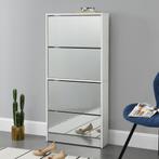 Schoenenkast met spiegels 4 vouwdeuren 134x63x17 cm wit, Huis en Inrichting, Kasten | Schoenenkasten, Verzenden, Nieuw