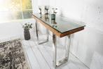 Massieve console BARRACUDA 120cm teak met stalen sledepoten-, Ophalen of Verzenden, Nieuw