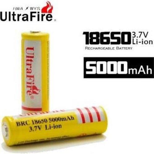 Ultrafire Oplaadbare batterij 18650 5000mAh (2 stuks) - geel, Audio, Tv en Foto, Accu's en Batterijen, Verzenden