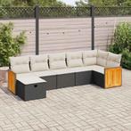vidaXL 7-delige Loungeset met kussens poly rattan zwart, Tuin en Terras, Nieuw, Loungeset, 7 zitplaatsen, Verzenden