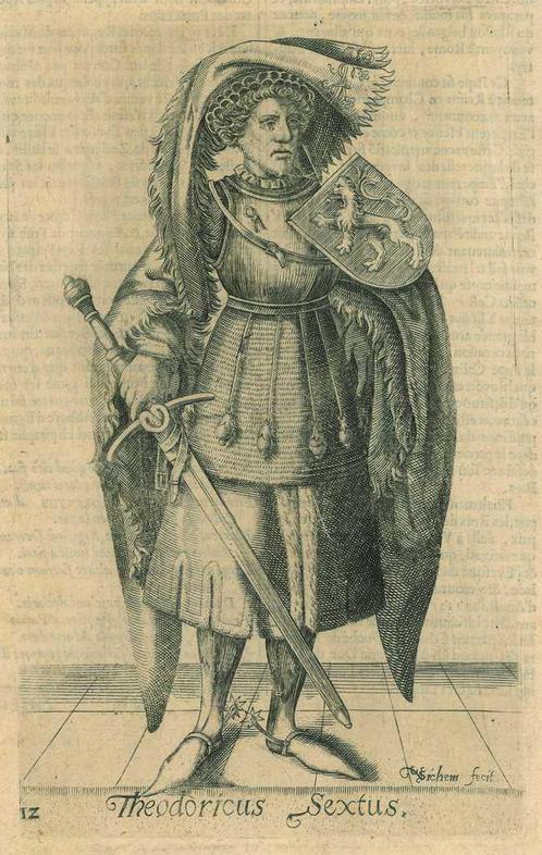 Portrait of Dirk VI, Count of Holland, Antiek en Kunst, Kunst | Etsen en Gravures