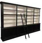 Boekenkast zwart- wit met trap Breda XXL 400 x 240cm, Huis en Inrichting, Kasten | Boekenkasten, Ophalen of Verzenden, Nieuw