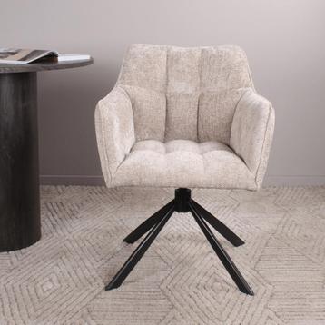 Eetkamerstoel met armleuning | Stof | Champagne | DS4U beschikbaar voor biedingen