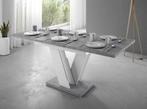 Eettafel | Wit/Beton | Eetkamertafel uitschuifbaar 120/160cm, Verzenden, Nieuw, 50 tot 100 cm, Vijf personen of meer