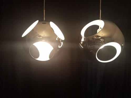 Plafondlamp - verchroomd staal - Twee hanglampen, Antiek en Kunst, Kunst | Designobjecten