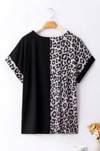 Black Half Leopard Patchwork Plus Size T-shirt - (US 22W-24W, Kleding | Dames, Verzenden, Nieuw
