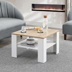Houten Salontafel - 60 x 60 cm - Wit / Houtkleur - 2 Niveaus, Verzenden, Nieuw