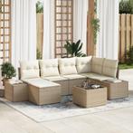 vidaXL 7-delige Tuinbankenset met kussens poly rattan bruin, Verzenden, Nieuw, Rotan