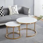 Salontafel hoogglans gouden poten - Marmerlook Steen, 50 tot 100 cm, Verzenden, Overige materialen, Elegant, Modern