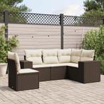 vidaXL 5-delige Loungeset met kussens poly rattan bruin, Verzenden, Nieuw, Rotan, Loungeset