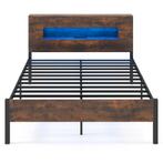 LIVSK Bedframe met LEDverlichting - Oplaadstation met USB en, Verzenden, Nieuw