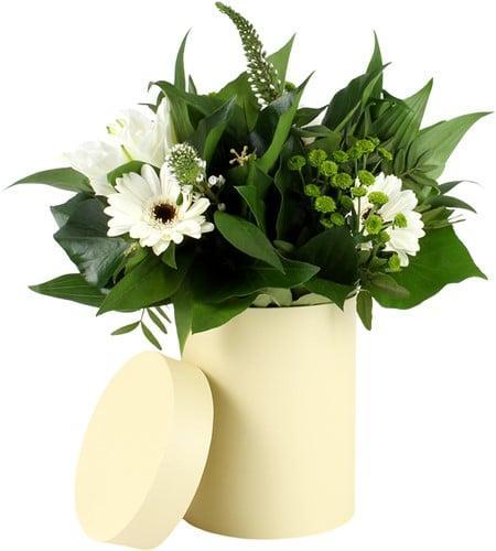 Bloemendoos geel hoedendoos karton excl. decoratie ø13xh17, Hobby en Vrije tijd, Knutselen, Nieuw, Ophalen of Verzenden