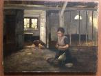 G.J. Sijthoff (1867-1948) - Meisje in boerenstal, Antiek en Kunst, Kunst | Schilderijen | Klassiek