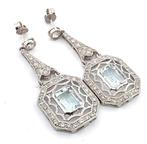 Oorbellen Platina - 3.00ct. tw. Aquamarijn - Diamant, Sieraden, Tassen en Uiterlijk, Oorbellen, Nieuw