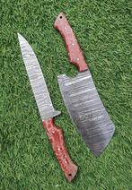 Premium Handmade Crimson Swirl Damascus Chef Knife Set -, Antiek en Kunst