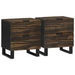 vidaXL Nachtkastje met lade 2 pcs Walnotenhout 40 x 33 x 46, Minder dan 45 cm, Verzenden, Nieuw, Minder dan 55 cm