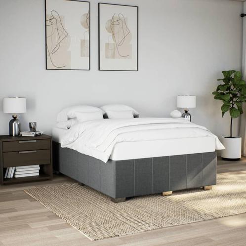 vidaXL Bedframe zonder matras stof donkergrijs 140x190 cm, Huis en Inrichting, Slaapkamer | Bedden, 140 cm, 190 cm of minder, Grijs