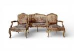 Zitgroep (3) - Verguld hout - Sofa en stoelen Aubusson