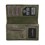 Landley Dames Harmonica Portemonnee Leer RFID Olijfgroen, Verzenden, Nieuw, Overige merken, Leer