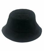 Bucket Hat Rib Stof Zwart, Nieuw