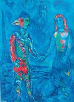 Marc Chagall (1887-1985) - Deux personnages sur fond bleu, Antiek en Kunst