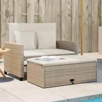 vidaXL Tuinbank 2-zits met kussens poly rattan beige, Verzenden, Nieuw