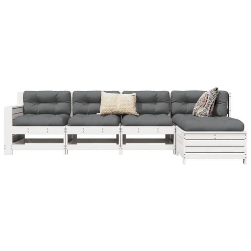 vidaXL 5-delige Loungeset massief grenenhout wit, Tuin en Terras, Tuinsets en Loungesets, Loungeset, Nieuw, Verzenden