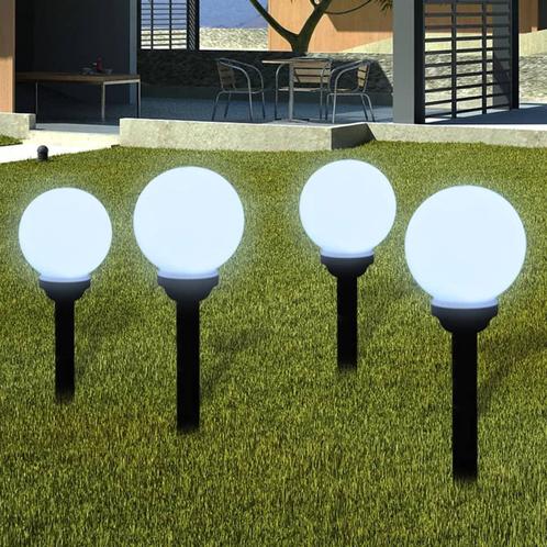 vidaXL Tuinpadlampen 4 st met grondpin LED 15 cm, Tuin en Terras, Buitenverlichting, Nieuw, Verzenden