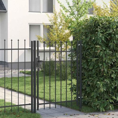 vidaXL Hekpoort Grijs 100 x 120 cm Poedercoated staal, Tuin en Terras, Tuinpoorten, Nieuw, Verzenden