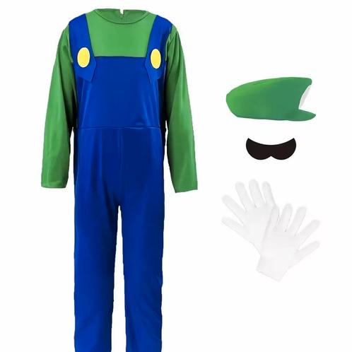 Luigi Loodgieter Kostuum - Groene Jumpsuit met - Maat, Kleding | Heren, Carnavalskleding en Feestkleding, Nieuw, Ophalen of Verzenden
