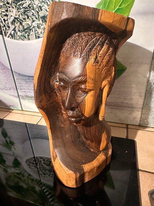 Sculpture artisanale en bois massif dense – Buste féminin, Antiek en Kunst, Kunst | Niet-Westerse kunst