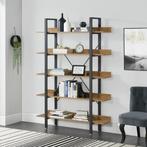 Staand rek met planken boekenkast 171x120x28 zwart en hout, Huis en Inrichting, Kasten | Boekenkasten, Nieuw, Verzenden