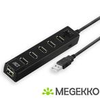 ACT USB Hub 2.0, 7x USB-A, aan- en uit schakelaar, zwart, Computers en Software, USB Sticks, Verzenden, Nieuw, ACT