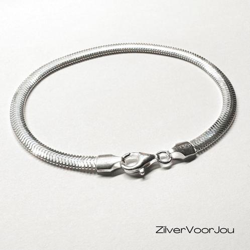 Zilveren vissengraat schakelarmband 925 Italy, Sieraden, Tassen en Uiterlijk, Armbanden, Nieuw, Verzenden