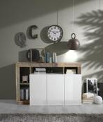 Benvenuto Design Hamburg Dressoir 3 deurs Wit / Eiken, Huis en Inrichting, Kasten | Dressoirs, Ophalen of Verzenden, Nieuw