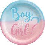 Amscan - Gender Reveal - Kartonnen borden 23cm - 8 stuks, Hobby en Vrije tijd, Ophalen of Verzenden, Nieuw
