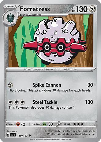 Forretress 110/162 reverse holo Temporal forces, Hobby en Vrije tijd, Verzamelkaartspellen | Pokémon, Losse kaart, Nieuw, Foil