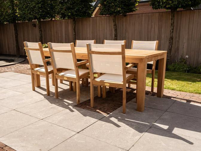Tuinset Ancona 240 + 6 stapelbare tuinstoelen Batyline, Tuin en Terras, Tuinsets en Loungesets, Bijzettafel, Eettafel, Stoel, Nieuw