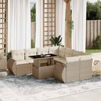 vidaXL 9-delige Loungeset met kussens poly rattan beige, Verzenden, Nieuw, Rotan, Loungeset
