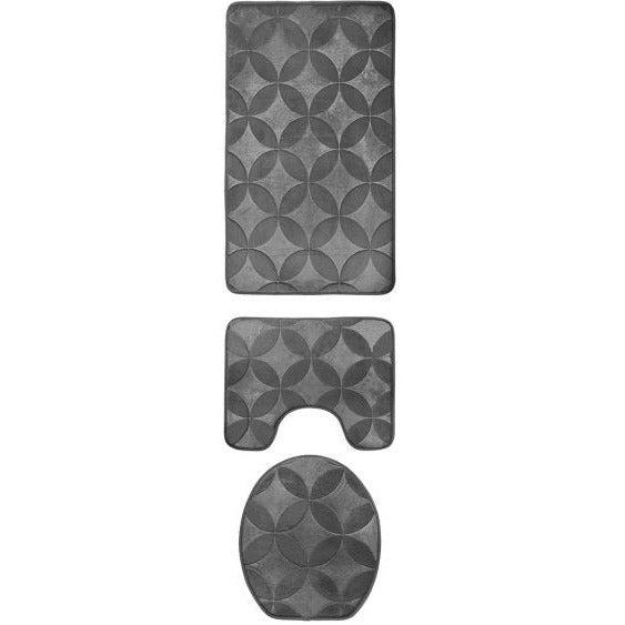 Antislip Badkamermatten Set 3-Delig – Grijze Polyester, Huis en Inrichting, Badkamer | Badtextiel en Accessoires, Ophalen of Verzenden