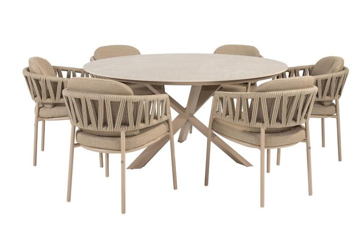 Taste Calma/Prado 6-persoons ronde dining tuinset Ø160 cm. -, Tuin en Terras, Tuinsets en Loungesets, Tuinset, Nieuw, Rvs, Verzenden