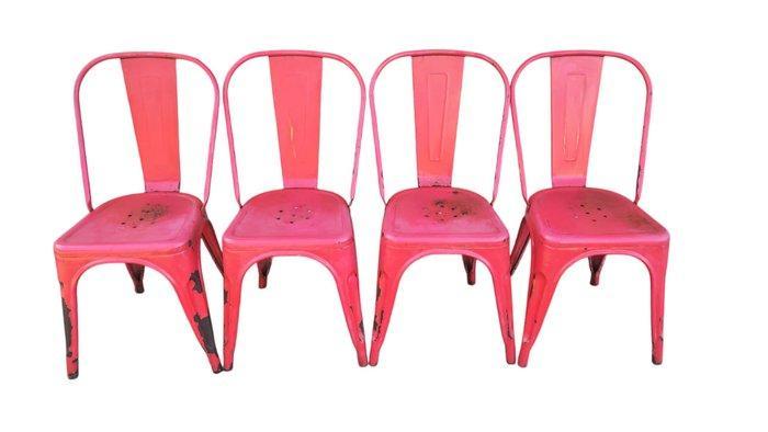 Stoel (4) - IJzer, Industriële - Set van vier vintage, Antiek en Kunst, Antiek | Wandborden en Tegels